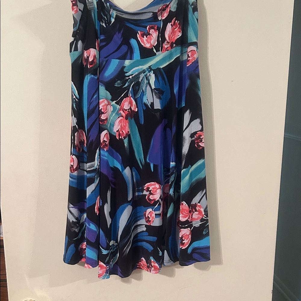 Honey and Lace Navy Floral Circle Skirt with Pink Accents